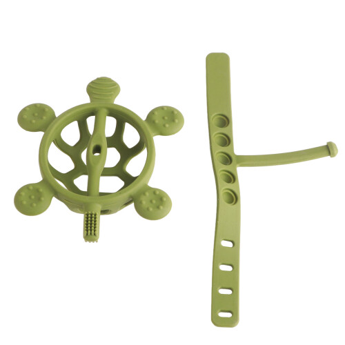 Dunkelgrüner Schildkröten-Silikon-Teether mit verstellbarem Schnallenverschluss 2
