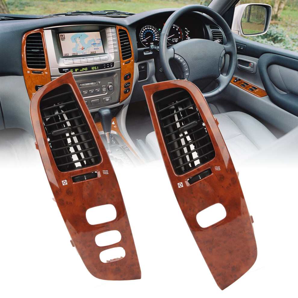 Dashboard Air Vent Wooden Dash Left Right Air Outlet Kit With Frame Panel For Land Cruiser Fj100 1998Â2007 Grain 8461317770956