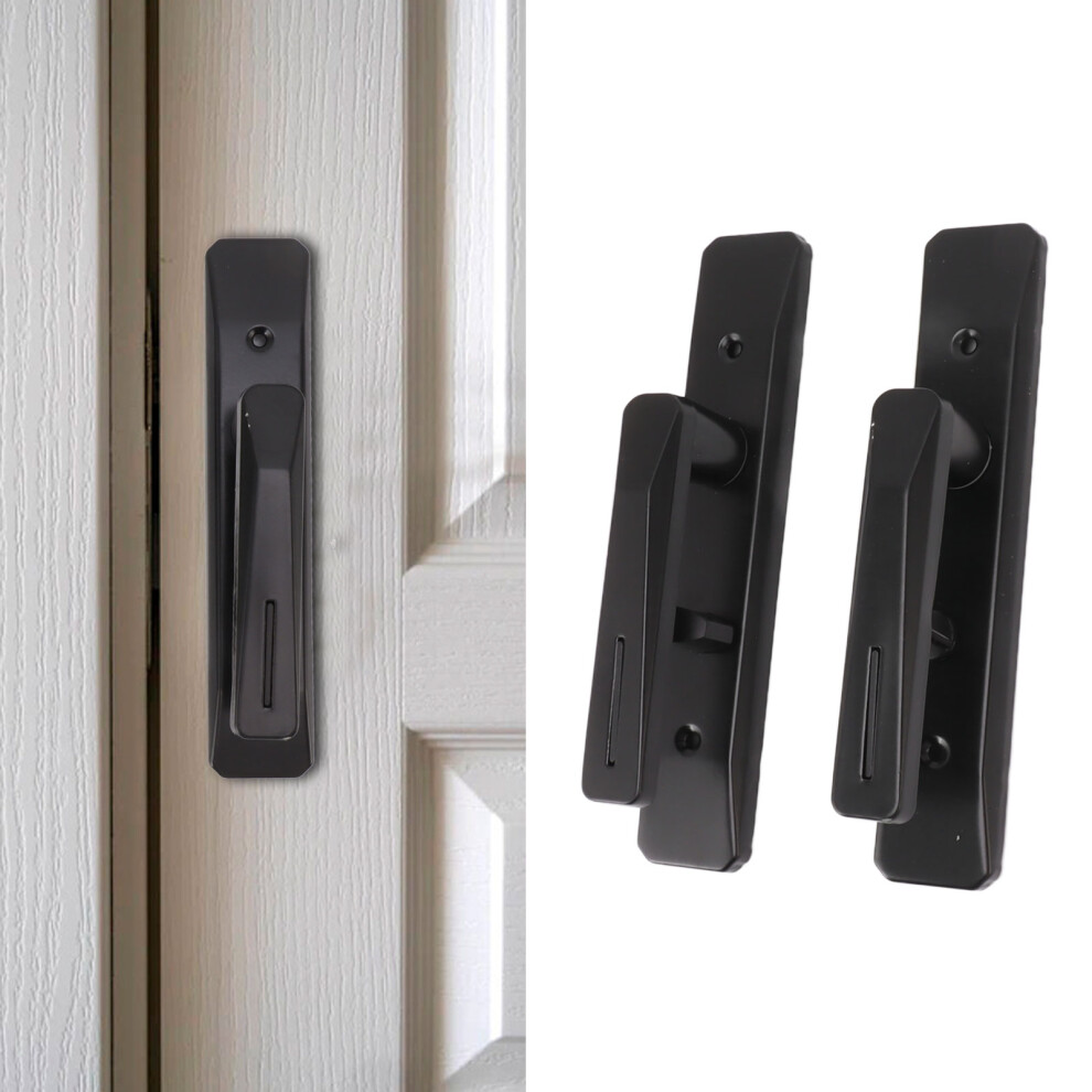 Rectangular Door Handle Locks Privacy Door Levers Reversible Gate Rectangular Bath Door Handle Locks For Bedrooms Office Black 3561317771870