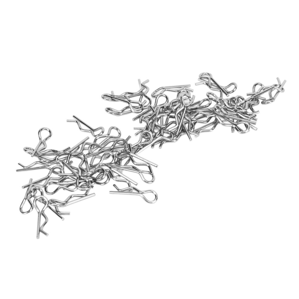 60PCS RC Car Body Clip 17mm Long 1.0mm Dia Easy Removal Installation Universal for 1/16 1/18 RC Car Truck Silver