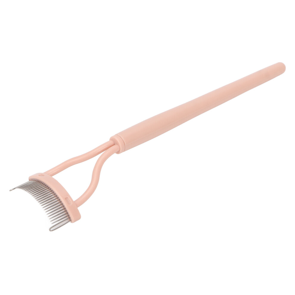 Eyelash Comb Arc Stainless Steel Teeth Eyelash Separator Mascara Applicator Tool with Comb Cover Pink Straight Handle
