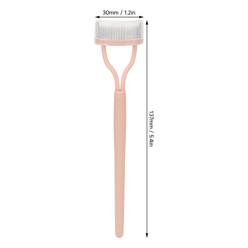 Eyelash Comb Arc Stainless Steel Teeth Eyelash Separator Mascara Applicator Tool with Comb Cover Pink Straight Handle 1