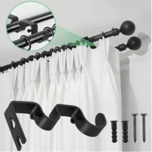 3 Sets Curtain Rod Hook Holder Iron Bracket Universal Design Home Decoration for Bedroom