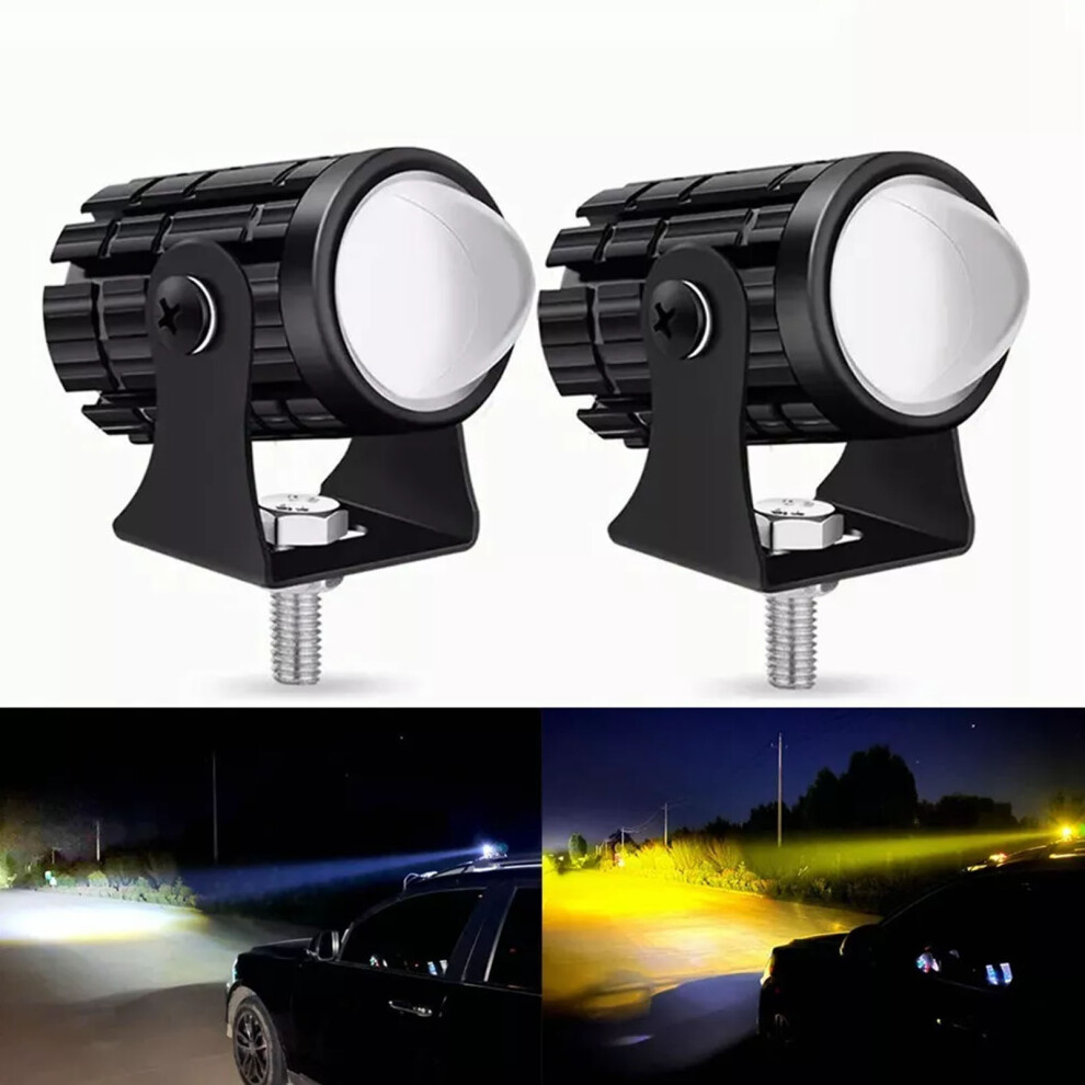 2Pcs Motorcycle Led Spotlight With Handlebar Switch High Low Beam Dual Colors Waterproof For Truck Suv Atv Utv Tractor 6921317782844