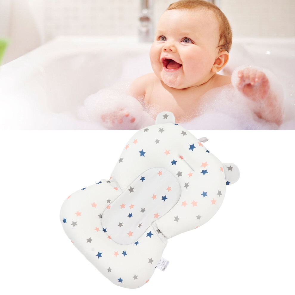 Baby Bath Seat Cushion Floating Safe Foldable Adjustable Infant Bath Supporter For Newborn Stars White