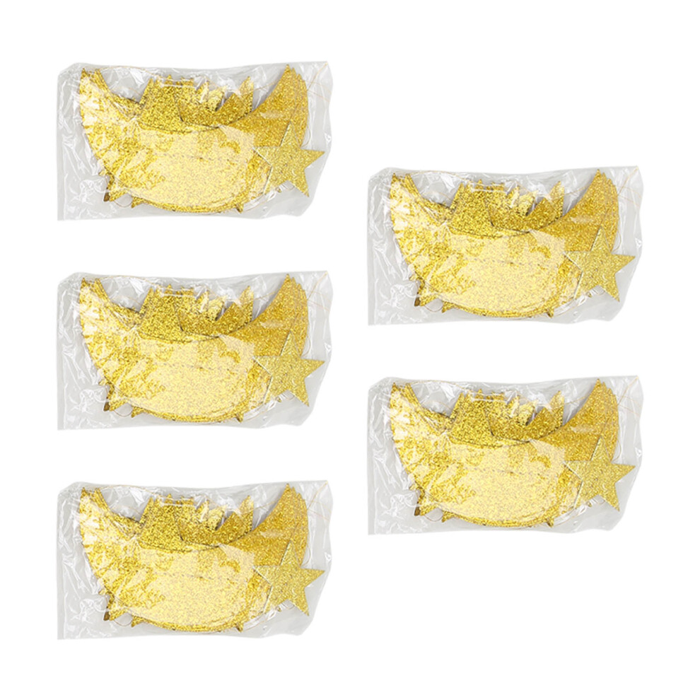 5Pcs Star Moon Garland Bright Gold Color Exquisite Durable Widely Used Ramadan Garland For Wall Tree Window Decoration 8701317797301