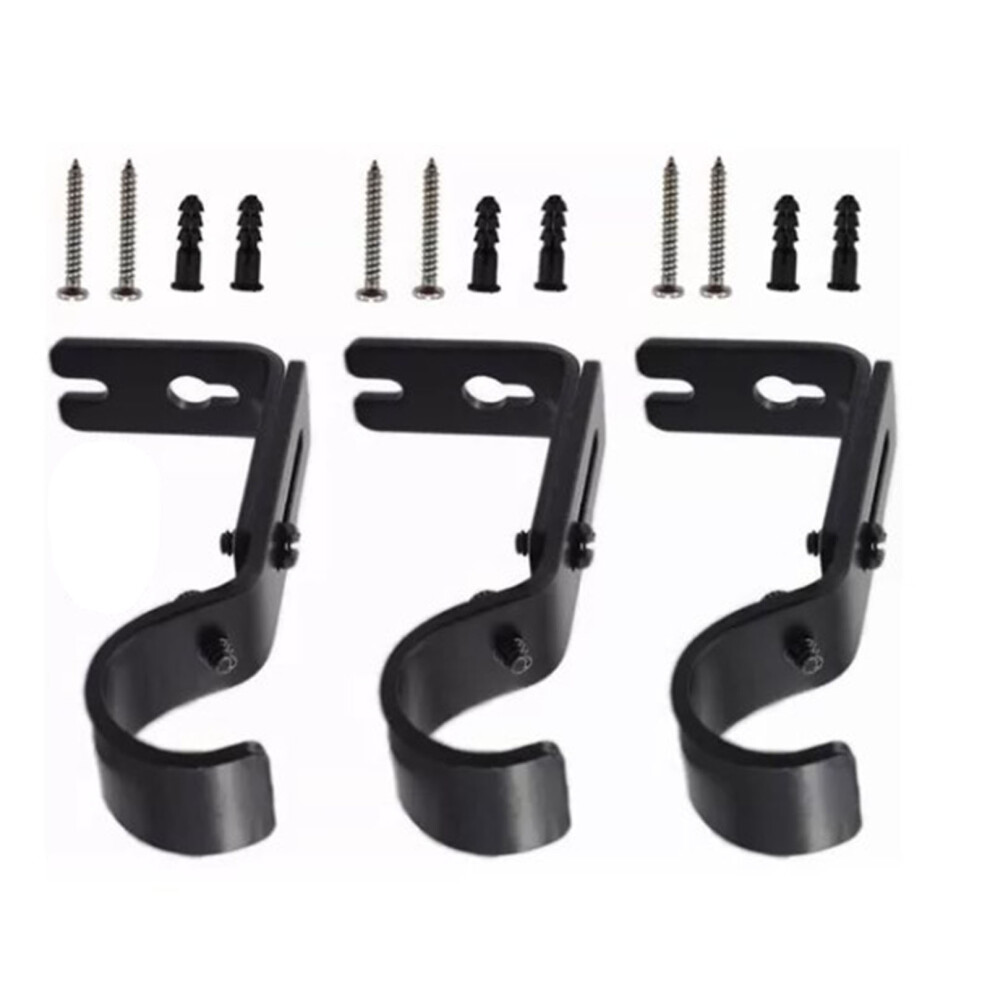 3PCS Adjustable Curtain Rod Brackets Iron Curtain Rod Support Hanger for Wall Black-image-OPC-PHS6P5V-NEW