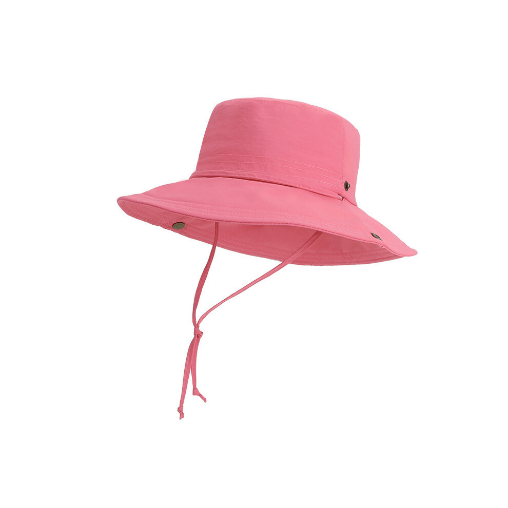 (Pink)Sombrero Para El Sol De Verano Al Aire Libre Color Liso Transpirable Parasol Moda Sombrero De Pescadores-image