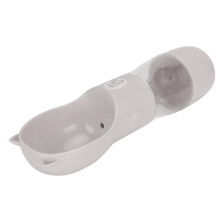 Auslaufsichere graue Hundewasserflasche mit Leckerli-Behälter, 26x7cm