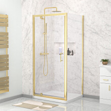 Nes Home Brushed Brass 900 x 760mm Pivot Door Shower Enclosure & Side Panel