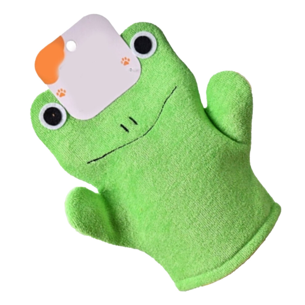 Green Exfoliating Washcloth Body Scrubber Pretty Design Massage Bath Cloth For Kids Adults Frog Free Size