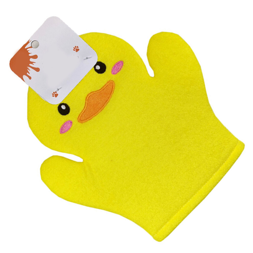 Yellow Exfoliating Washcloth Body Scrubber Pretty Design Massage Bath Cloth For Kids Adults Duck Free Size
