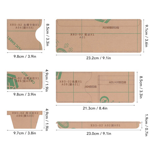 6PCS Acrylic Template DIY Wallet Pattern Handmade Making Mold Craft Tools Accessories for Card Bag 1