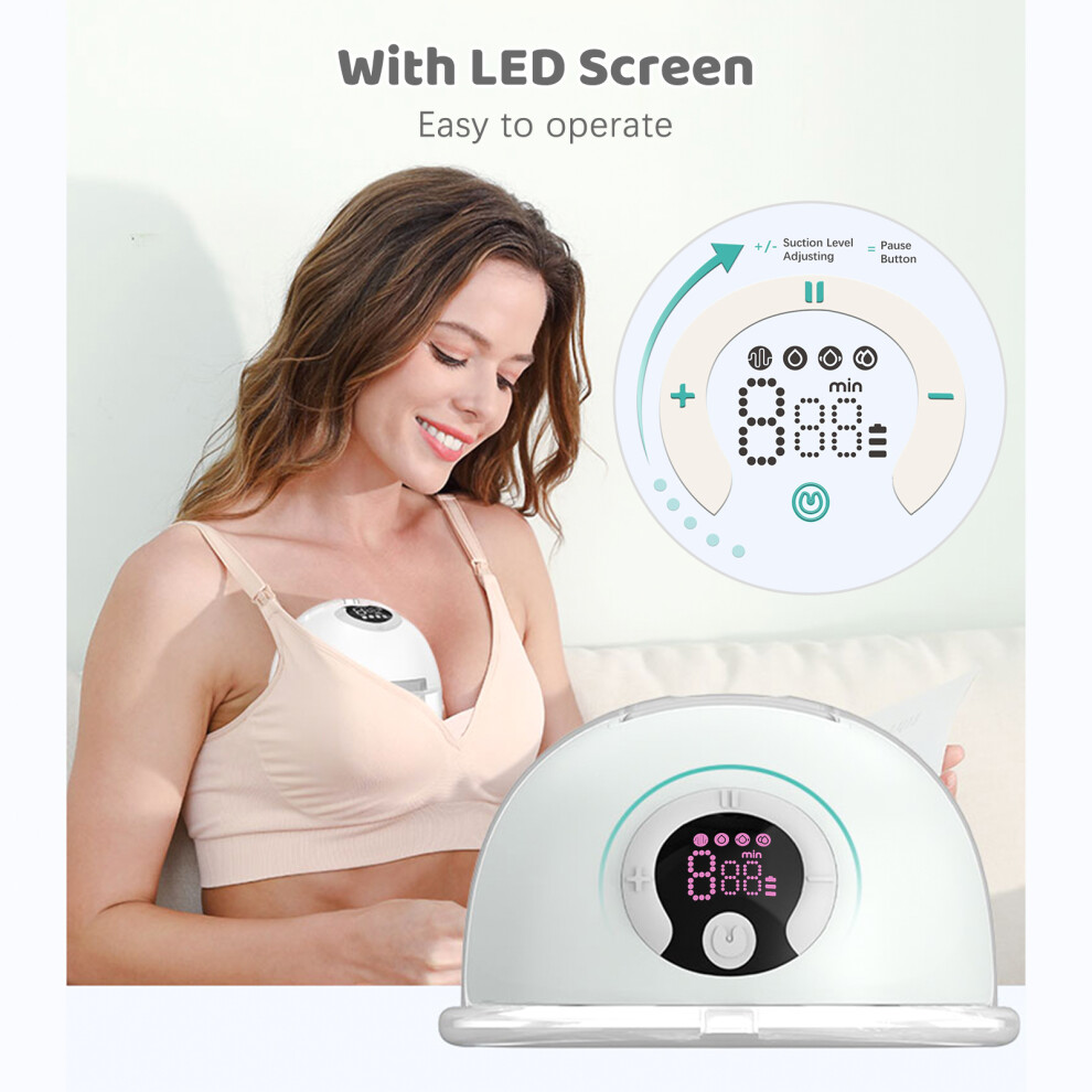 Wearable Breast Pump for Breastfeeding Portable Electric Breast Pump Hands Free 4 Modes 9 Suction Level Low Noise 180ml Capacity with Memor
