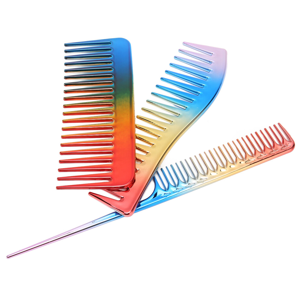 3PCS Hair Comb Set Hair Dressing Electroplate Styling for Household Hair Salon Barber