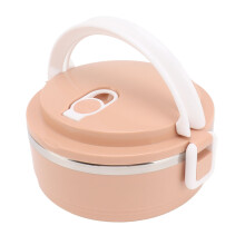Insulation Lunch Box Stainless Steel Silicone Round Breathable Holes Ergonomic Handle Bento Box for School Pink