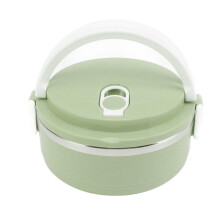 Insulation Lunch Box Stainless Steel Silicone Round Breathable Holes Ergonomic Handle Bento Box for School Dark Green