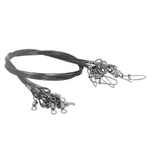 10Pcs 50cm Fishing Wire Rigs Leaders Anti Bite Fishing Line Leaders with Swivels Ine Leaders Black