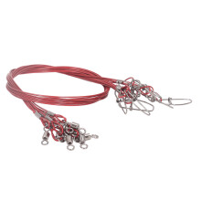 10Pcs 50cm Fishing Wire Rigs Leaders Anti Bite Fishing Line Leaders with Swivels Ine Leaders Red