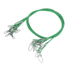 10Pcs 50cm Fishing Wire Rigs Leaders Anti Bite Fishing Line Leaders with Swivels Ine Leaders Green