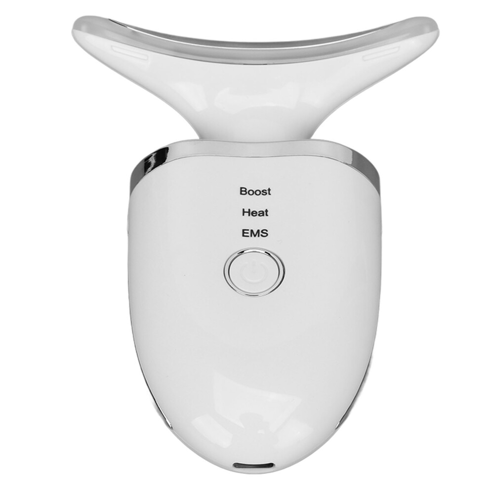 Neck Lifting Massager Heating Colorful Lights Micro Current Neck Skin Tightening Device White