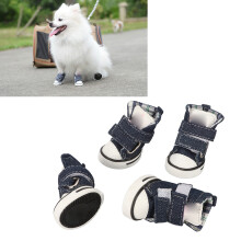 Hunde Pfotenschützer 4er Set Canvas Schuhe Rutschfest Atmungsaktiv Klein 3#