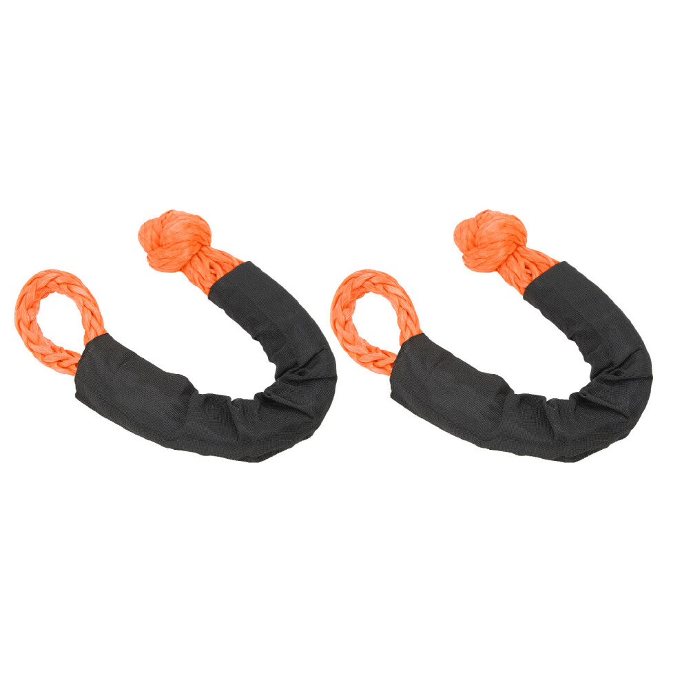 2Pcs Recovery Soft Shackle 35 Tons Breaking Strength Lightweight Rope Shackle For Truck Large Suvs Offroad Vehicle Orange 8211317825336