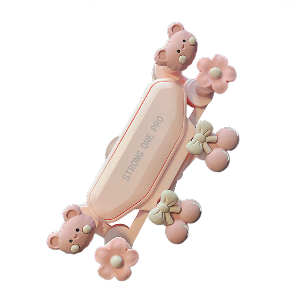 Cute Phone Mount Shockproof Low Noise Flexible Comfortable Touch Universal Navigation Phone Holder Fit For Ios 4 To 7In Cute Bear Pink 8081317826219