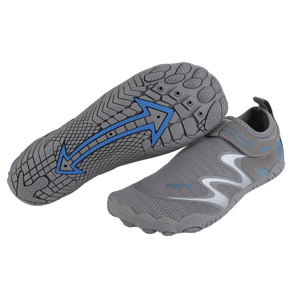 1 Pair Water Sports Shoes Men Barefoot Quick Dry Slip On for Beach Tennis Wading Outdoor Hiking Gray Size 43
