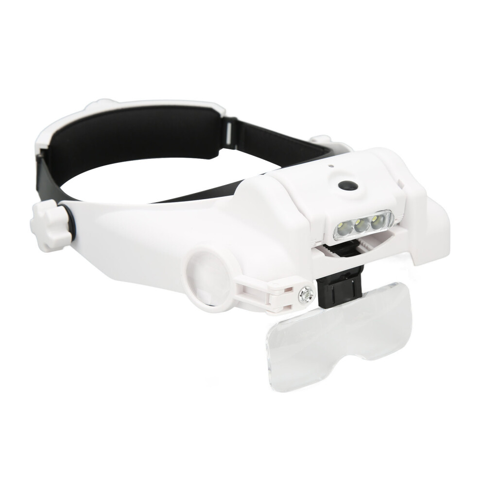 Headband Magnifier 3 LEDs 23 Kinds Magnifications Adjustable Rechargeable Head Mount Magnifying Glass