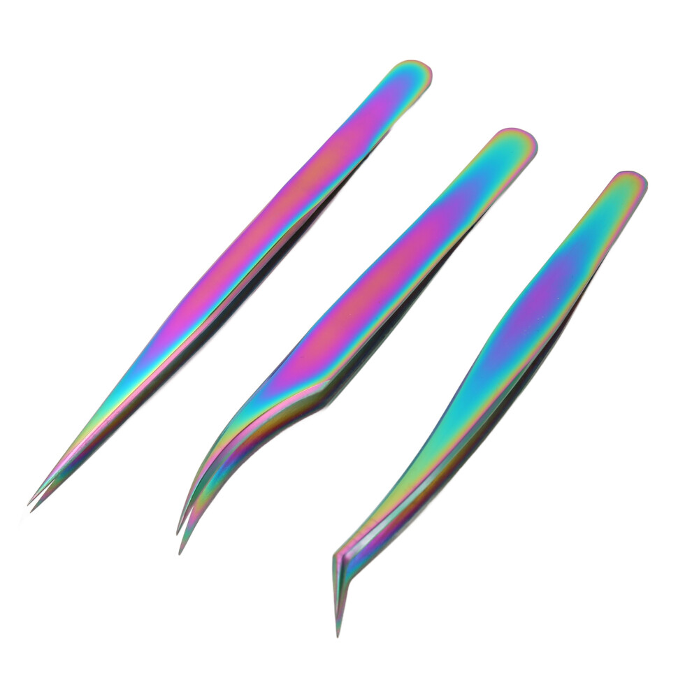 3PCS Eyelash Extension Tweezer Set Stainless Steel Anti Corrosion Pimple Tweezers Set for Makeup