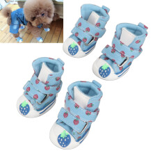 Kleine Haustier-Schuhe Atmungsaktives Canvas-Hundeschuh Blau Rutschfest Für Kleine Hunde