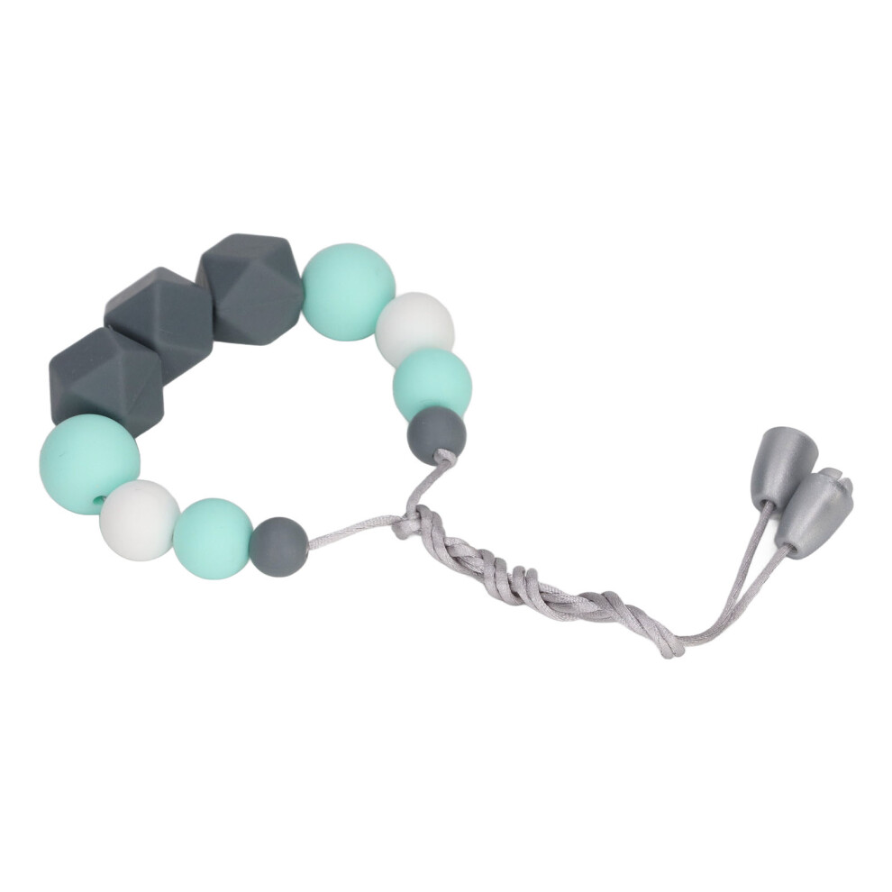 Baby Teething Necklace Toddlers Exquisite Soft Silicone Beaded Chewable Teething Necklace for Gum Massage Mint Green