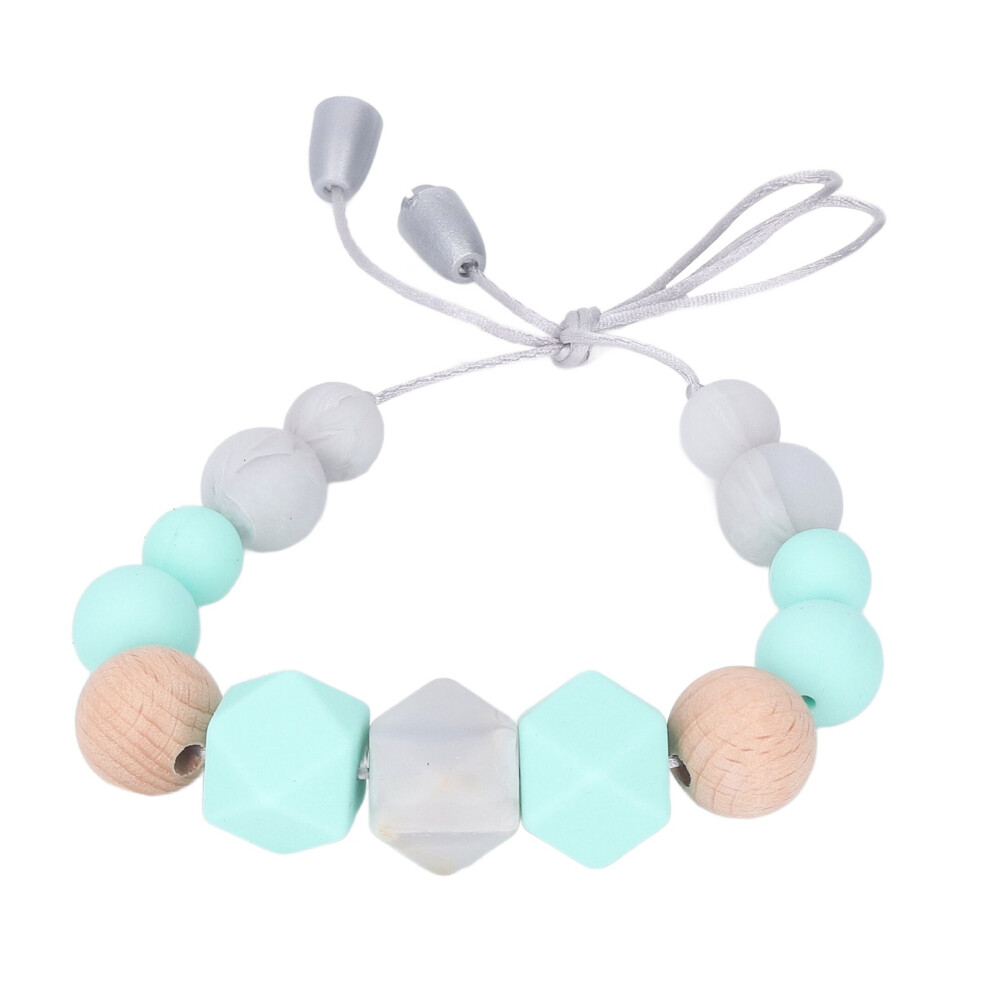 Baby Chewable Teething Necklace Soft Silicone Bright Color Beaded Teething Necklace Toy For Infant Mint Green