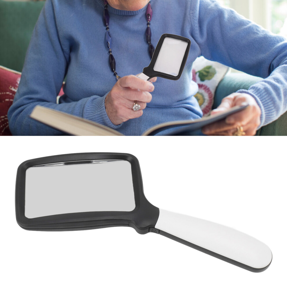 Light Folding Handheld Magnifying Glass With 5 Leds 3X Large Rectangle Reading Magnifier With Dimmable Led For Seniors
