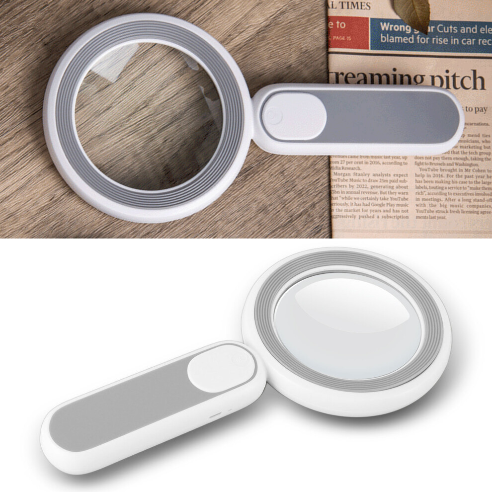 Light/Grey 8X Rechargeable Magnifying Glass With 21Led 3 Mode Magnifying Glass For Kids Seniors Reading