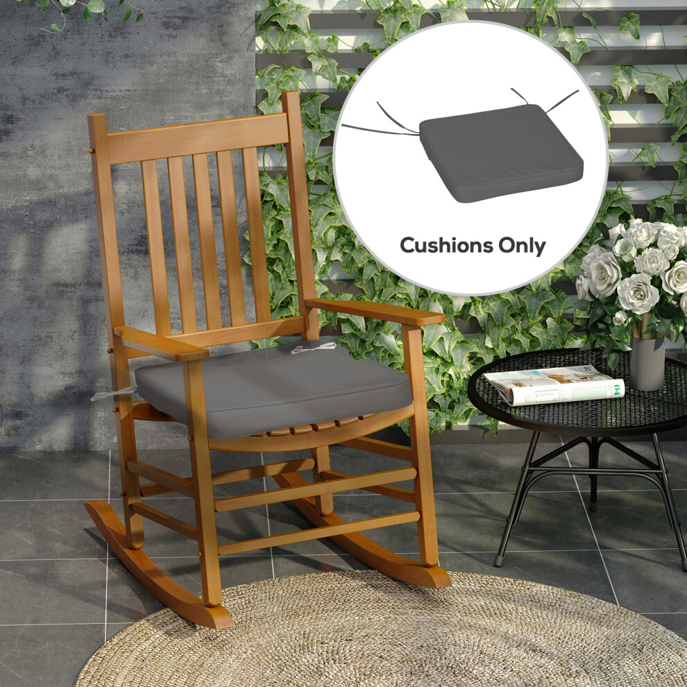 Outsunny Set Of 6 Chair Cushion Seat Pads Dining Chair W/ Straps Outdoor Grey
