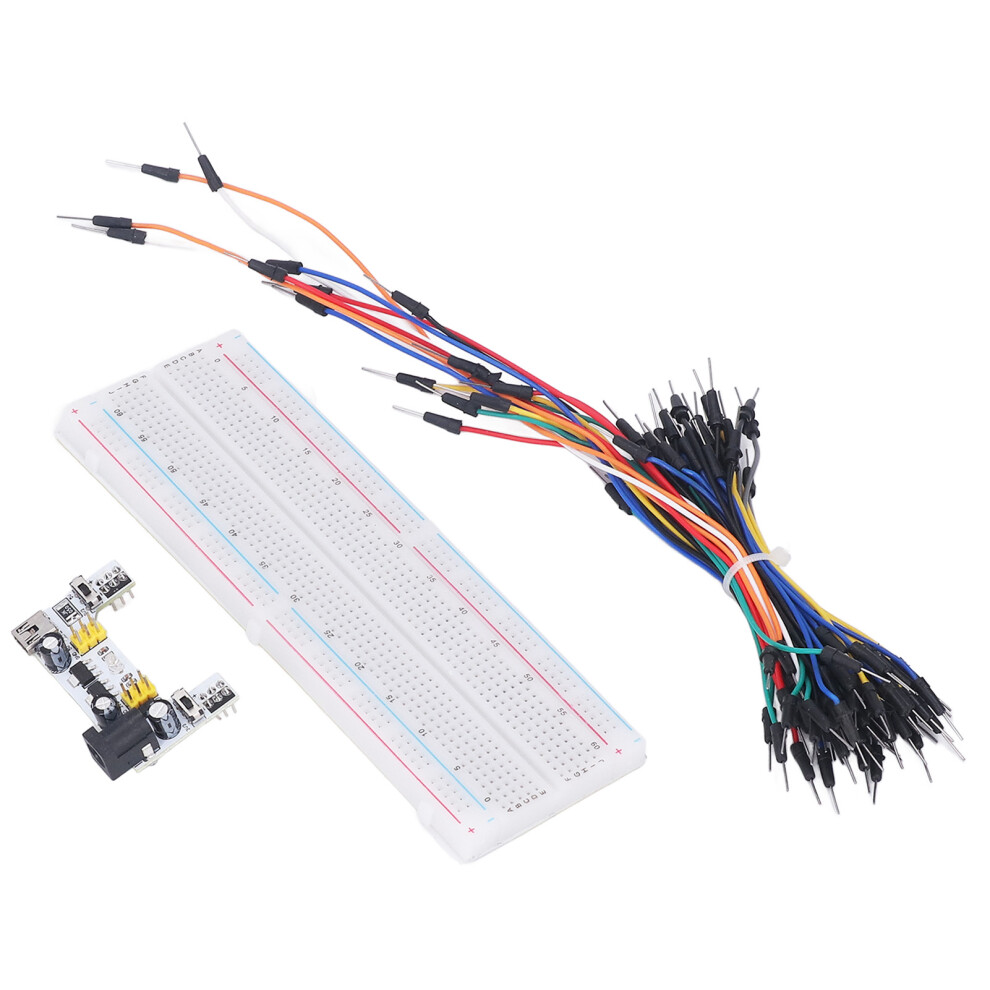Breadboard Kit Electric 830 Tie Points For Beginner Starter With Power Supply Jumper Cables 12V White 8431317853744