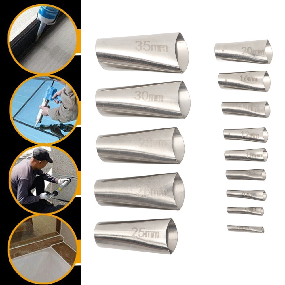 14Pcs Caulking Nozzle Applicator 45 Degree Professional Stainless Steel Caulking Finisher Kit For Bathrooms Kitchens 4131317855222