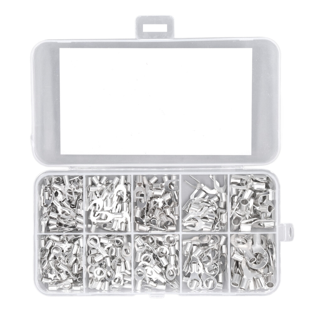 320Pcs Ring Terminal Fork Connector Kit Non Insulated Wire Lugs Battery Cable Terminals Electric Copper Crimp Fork Round 7621317859865