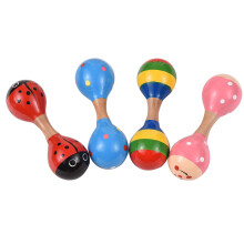 Mini-Holzmaracas 4 Stück für Babys Baby-Rasseln Bunte Musikinstrumente