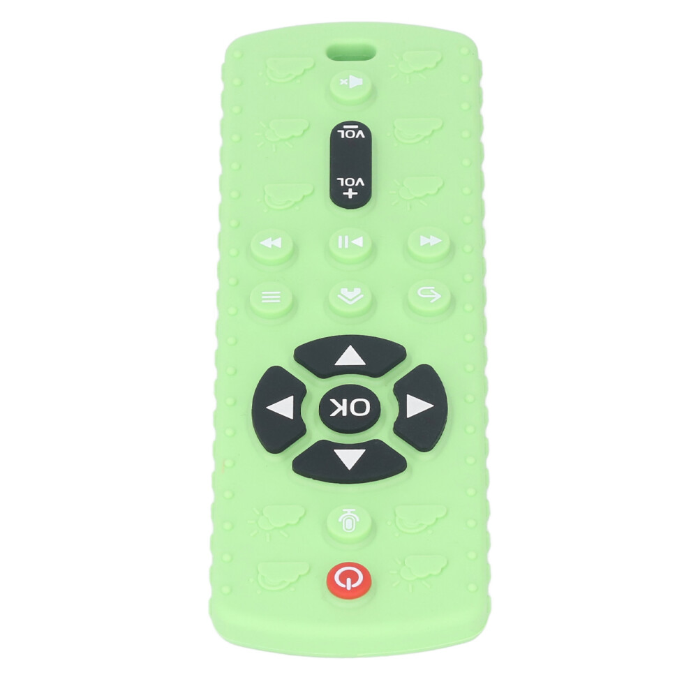 Tv Remote Control Shape Teething Toy Educational Safe Bright Color Chew Sensory Training Silicone Teether Light/Green