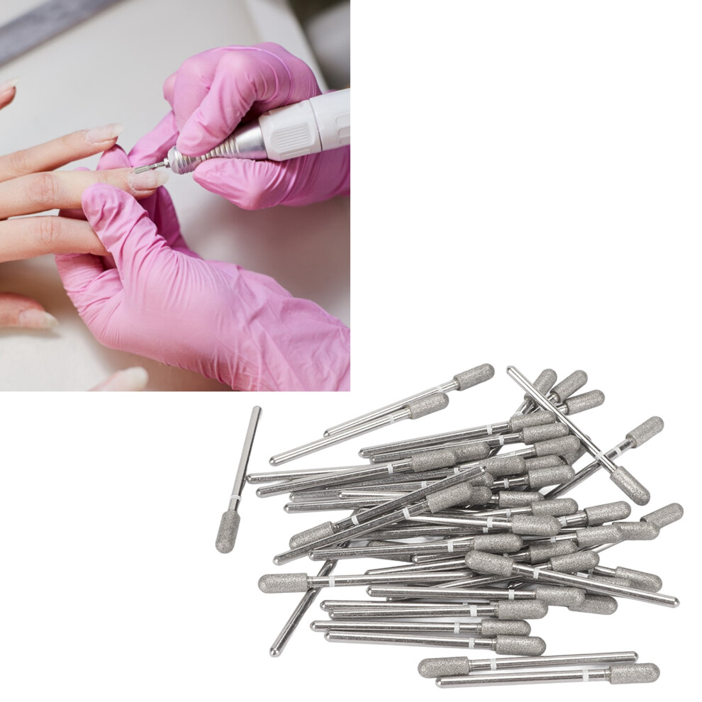 50pcs Nail Drill Bits Acrylic Gel Removal Rough Surface Strong Hardness Diamond Sand Cuticle Polishing Bits