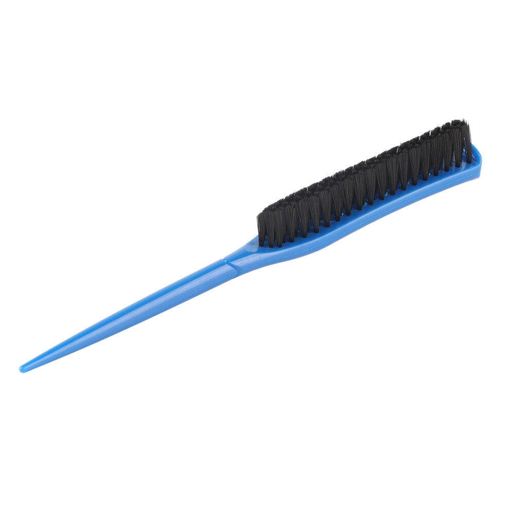 Blue Hair Teasing Brush 3 Row Nylon Add Volume Ergonomic Portable Hair Styling Rat Tail Brush For Salon