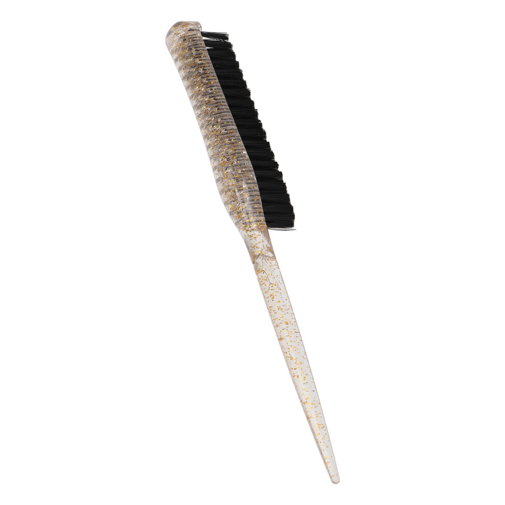 Rat Tail Teasing Brush Glitter Handle Soft Nylon Back Combing Teasing Hair Brush for Back Combing Gold