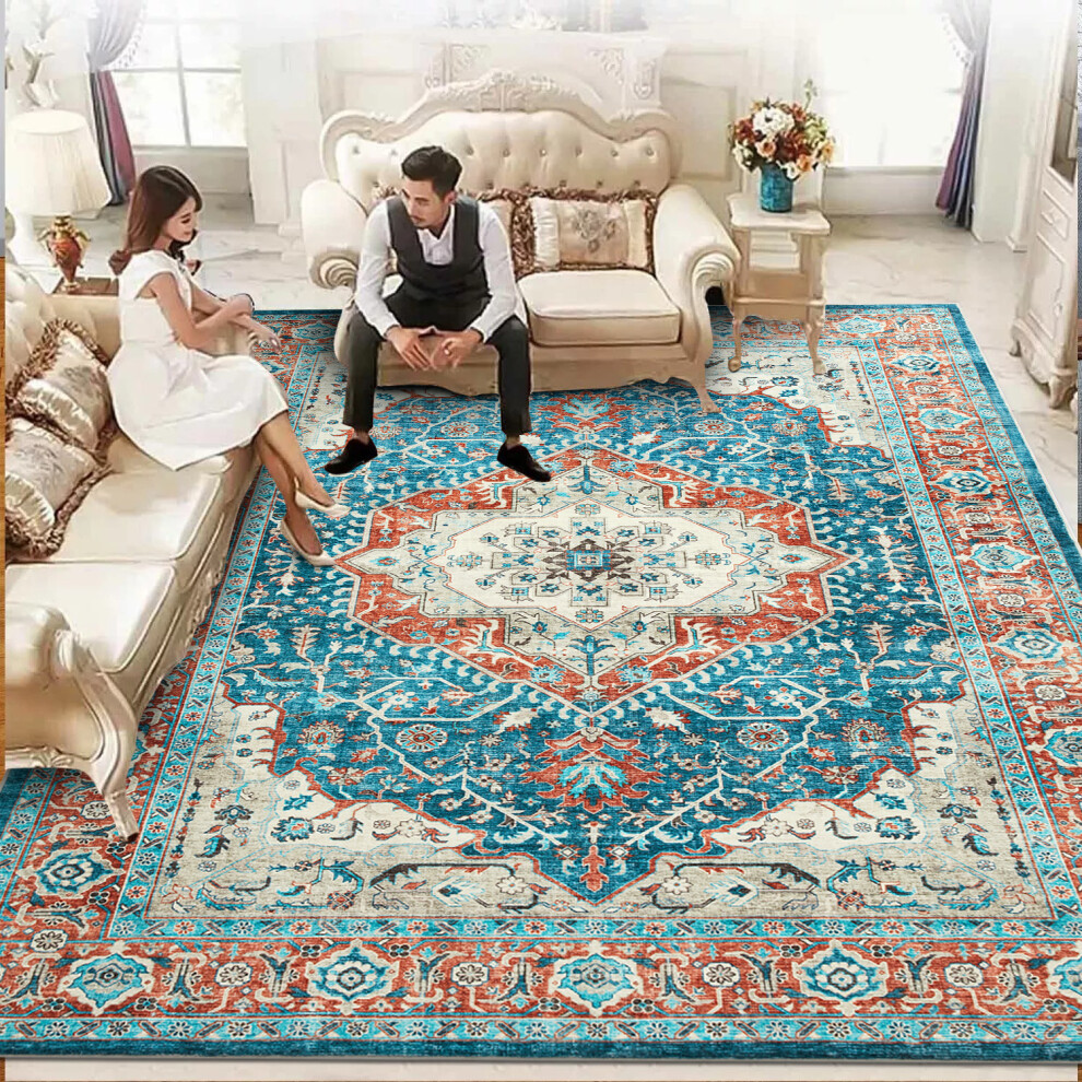 Oxford Homeware (Regal, 200 X 290 Cm (6 Ft. 7 In X 9 Ft. 6 In)) Traditional Nonslip Rugs Extra Large Area Rug Living Room Bedroom Carpets Multicoloured