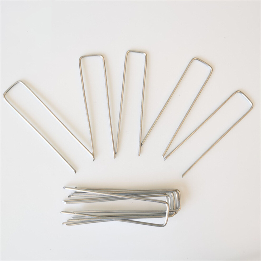 50PCS U Type Turf Nails Galvanized Steel Rust Proof Garden Stakes for Securing Fences Weed Barrier