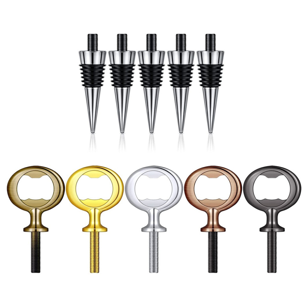 Wine Stopper,Blank Bottle Opener Chrome Stopper Set Hardware for Wedding Wood Turning DIY