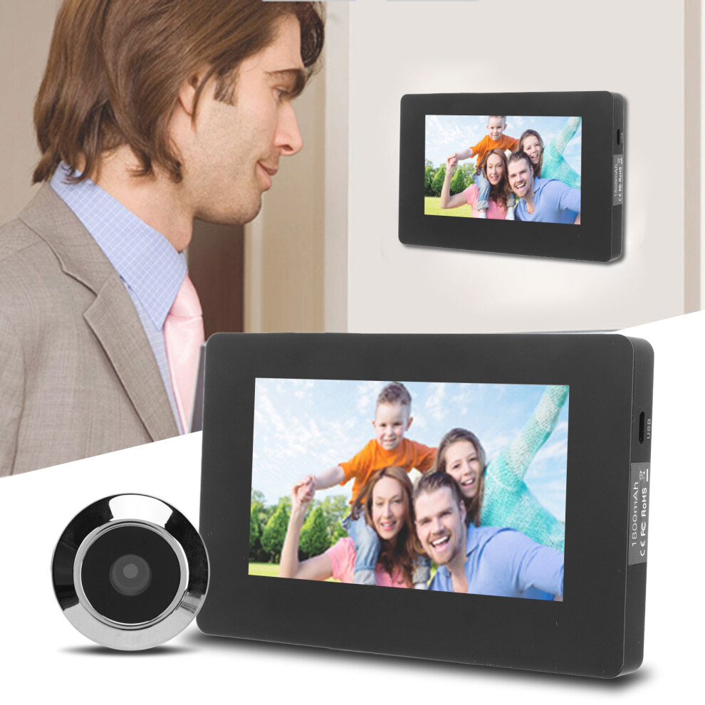 Digital Door Viewer 4.3In Tft Color Screen 1Mp Water Resistant Peephole Viewer Doorbell For Home 9381317882031
