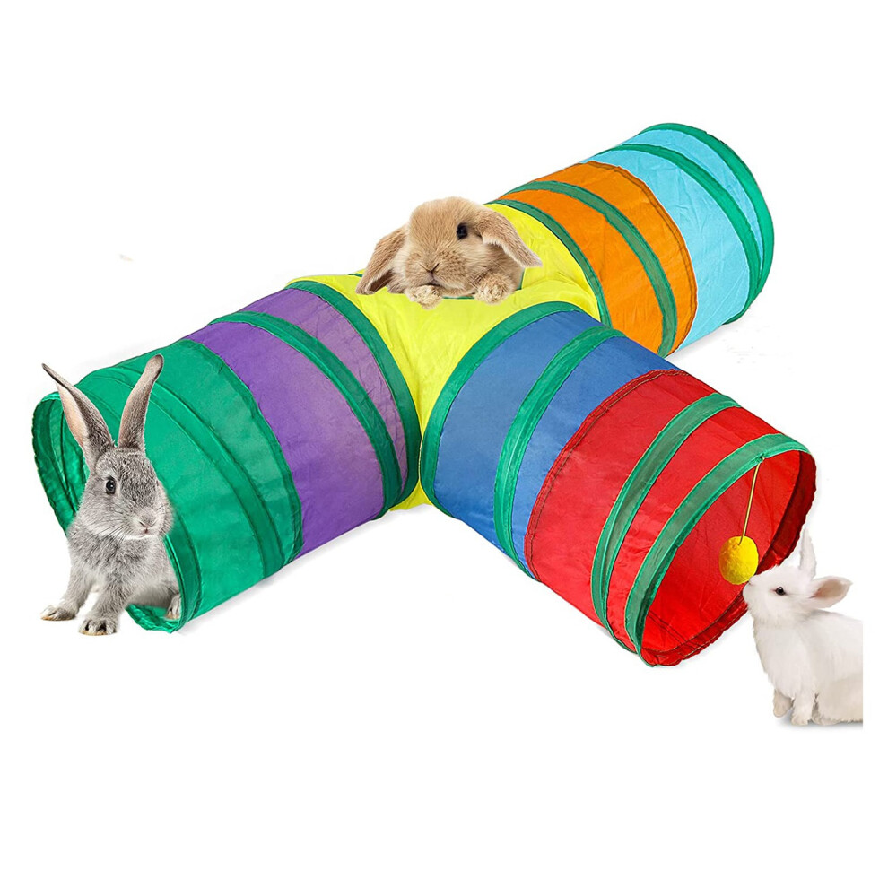 Tunnels et tubes pour lapins, cachette à 3 voies, jouets pour petits animaux, pour lapins nains et chatons